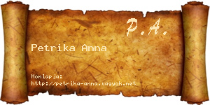 Petrika Anna névjegykártya